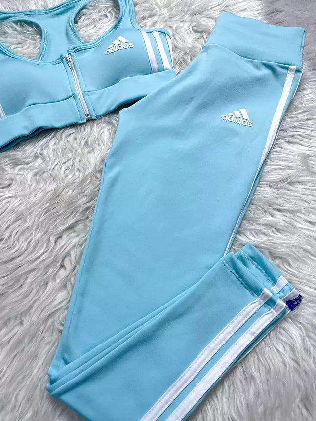 CONJUNTO RETRÔ TOP ZÍPER + AZUL BEBÊ