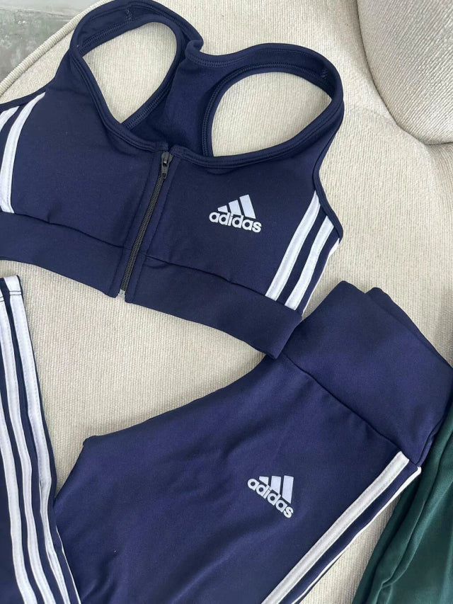 CONJUNTO RETRÔ TOP ZÍPER + AZUL MARINHO