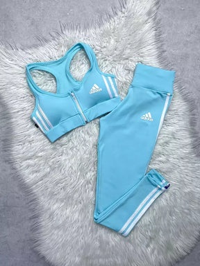 CONJUNTO RETRÔ TOP ZÍPER + AZUL BEBÊ