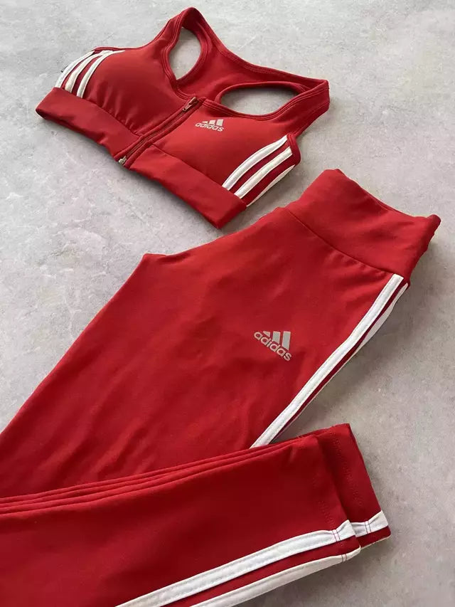 CONJUNTO RETRÔ TOP ZÍPER + LEGGING VERMELHO