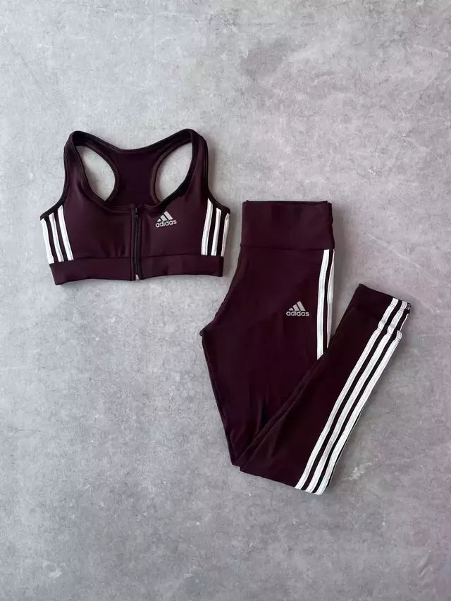 CONJUNTO RETRÔ TOP ZÍPER + LEGGING VINHO